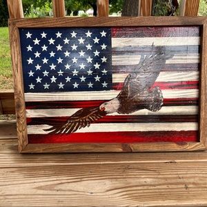 Bald Eagle Wood Flag